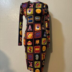 game show bodycon dress poker similar to moschino luckytrolls no size refer to